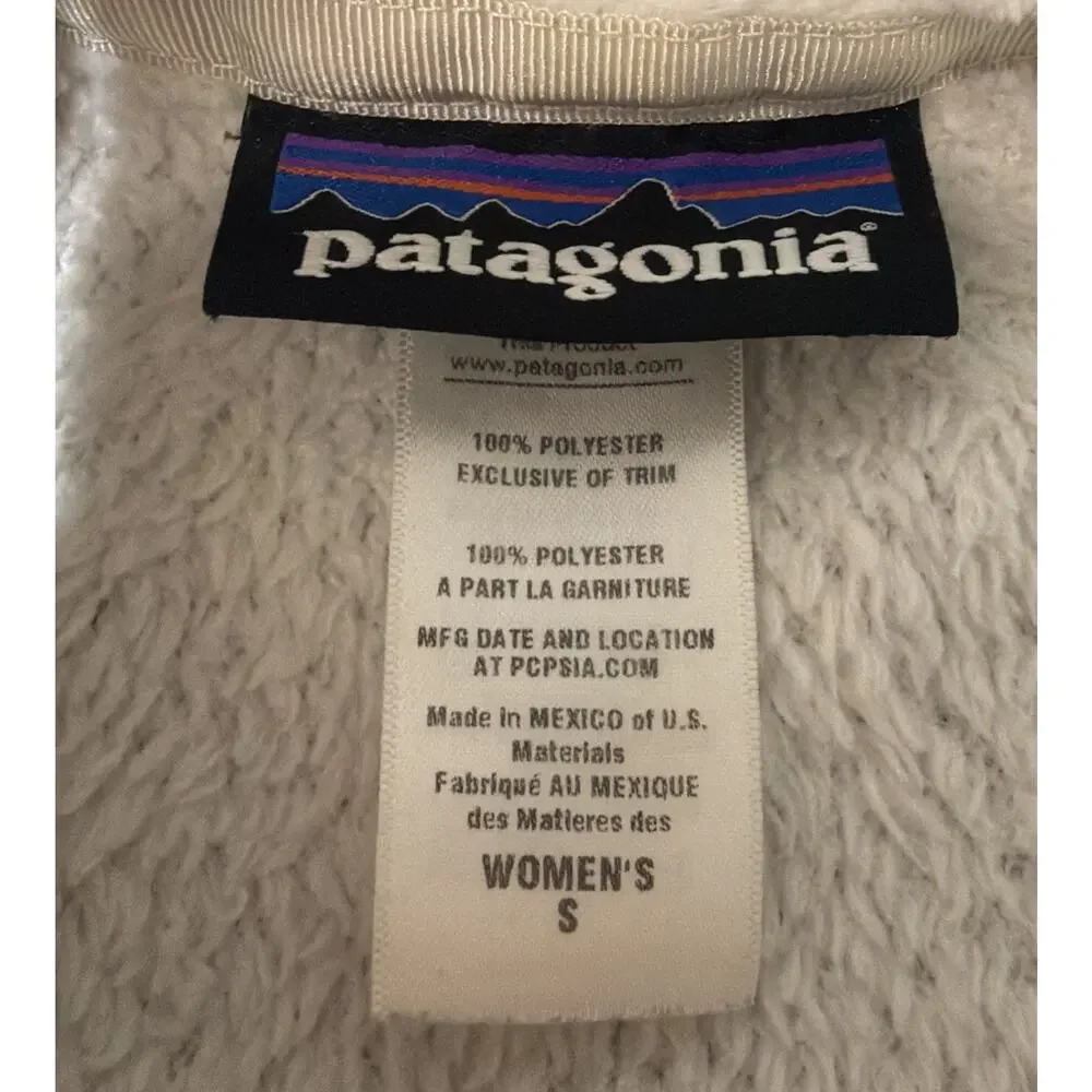 Patagonia Jacket Women Small White Re-Tool Snap-T Pullover Fleece Spot